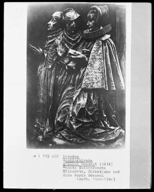 Grabmal des Giovanni Maria Nosseni — Rechtes Seitenrelief: Die drei Ehefrauen des Giovanni Maria Nosseni