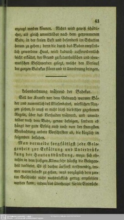 Lebensordnung während der Badekur