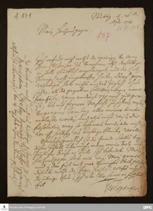 Brief von Samuel Urlsperger an August Hermann Francke.