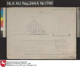 Wohnhaus auf dem herrschaftlichen Platz Greetsieler Schatthaus: Ansichten, Schnitt