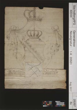 Königlich Sächsisches Wappen mit Schlägel und Eisen