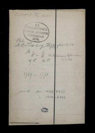Sudelbuch A 4 (Ansetzungssachtitel von Bearbeiter/in), Göttingen, 1769 - 1770