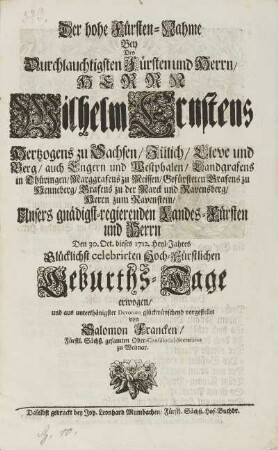 Der hohe Fürsten-Nahme