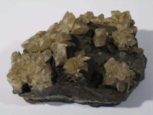 Calcit (Kalkspat) auf Schalenblende (Sphalerit-Varietät)