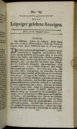 No. 65. Den 13ten August 1790.