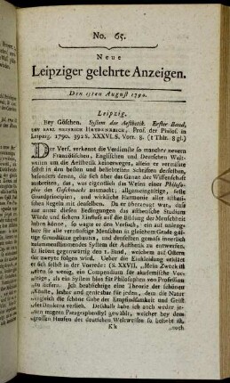 No. 65. Den 13ten August 1790.
