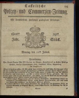 29tes Stueck, Montag den 12ten Julius 1802