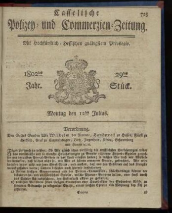 29tes Stueck, Montag den 12ten Julius 1802