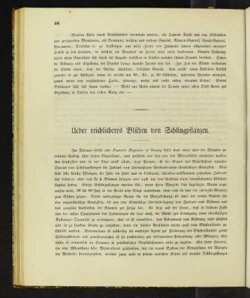Ueber reichlicheres Blühen von Schlingpflanzen.