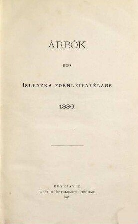 Árbók hins Íslenzka Fornleifafélags. 1886