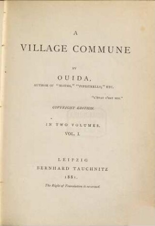 A Village Commune : in two volumes. 1