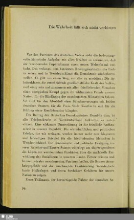 Die Wahrheit läßt sich nicht verbieten