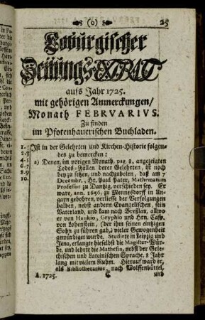 Monath Februarius.