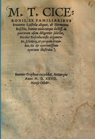 Ex familiaribus breviores epistolae aliquot