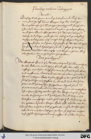 [fol. 78] (09.10.1477) Abschrift der Privilegien der Universität Tübingen