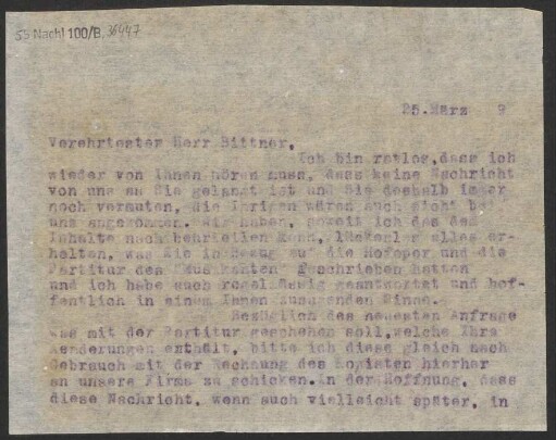 Brief an Julius Bittner : 25.03.1919