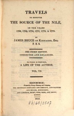 Travels to discover the source of the Nile, in the years 1768, 1769, 1770, 1771, 1772, & 1773. 7