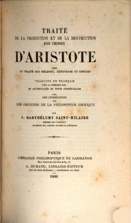 Traité de la production et de la destruction des choses