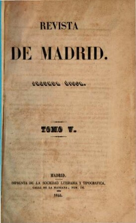 Revista de Madrid. 5. 1844