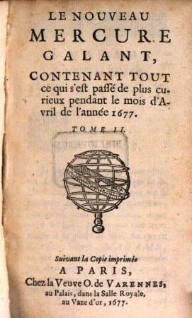 Le nouveau mercure galant. 1677, T. 2 = Avr