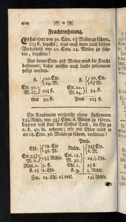 402-428, Frachtrechnung. Regel quinque.