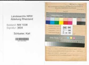 Entnazifizierung Karl Schlueter , geb. 24.11.1901 (Apotheker)