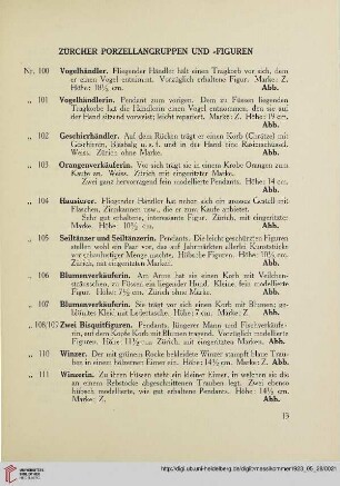 Zürcher Porzellangruppen und Figuren (Nr. 100-125a)
