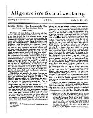 Cornelius Tacitus : eine biographische Untersuchung ; (Fortsetzung) ; (Fortsetzung folgt)