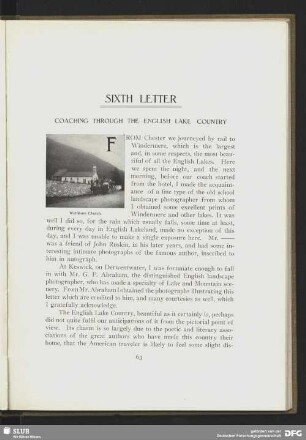 Sixth letter - Coaching through the English Lake Country