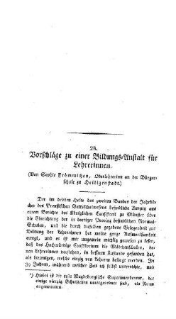 Vorschläge zu einer Bildungs-Anstalt für Lehrerinnen