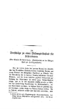 Vorschläge zu einer Bildungs-Anstalt für Lehrerinnen