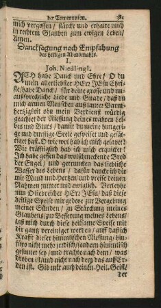 Dancksagung nach Empfahung des heiligen Abendmahls.