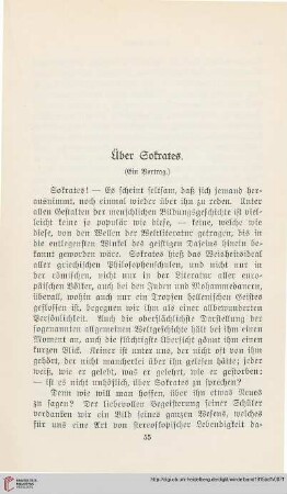 Über Sokrates (Ein Vortrag)