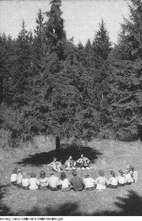 Landschaften, jugendliche Wandergruppe, 1948