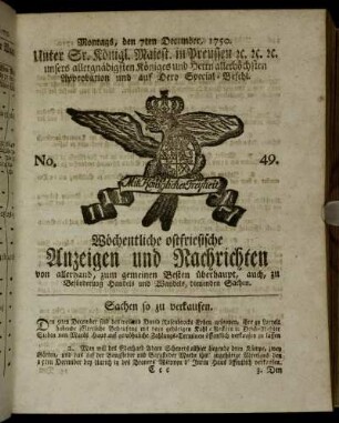 No. 49. Montags, den 7ten December. 1750.