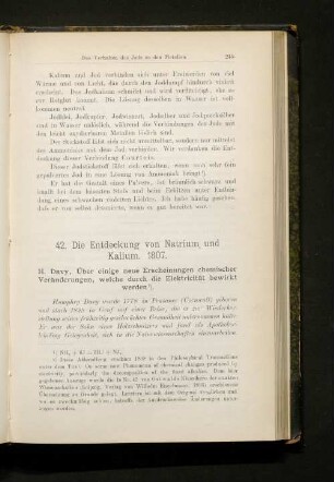 42. Die Entdeckung von Natrium, und Kalium. 1807.