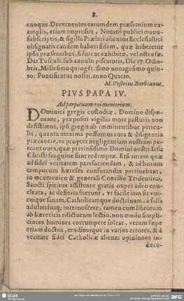 Pius Papa IV. Ad perpetuam rei memoriam