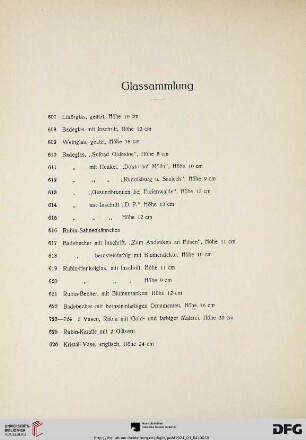 Glassammlung (Nr. 607-626)