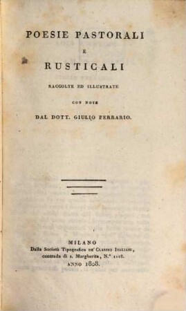 Poesie pastorali e rusticali