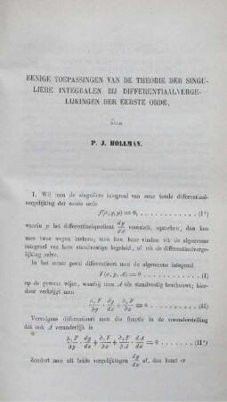 Eenige toepassingen van de theorie der singuliere integralen bij differentiaalvergelijkingen der eerste orde.