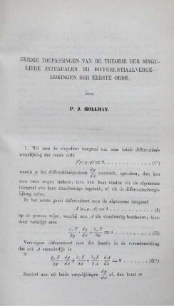 Eenige toepassingen van de theorie der singuliere integralen bij differentiaalvergelijkingen der eerste orde.