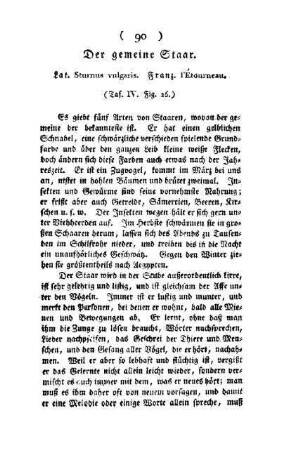¬Der¬ gemeine Staar : Lat. Sturnus vulgaris ; Fraz. l'Étourneau ; (Taf. IV, Fig. 26)