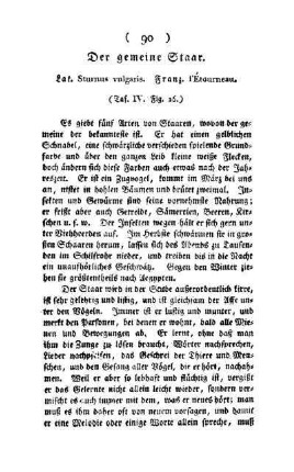 ¬Der¬ gemeine Staar : Lat. Sturnus vulgaris ; Fraz. l'Étourneau ; (Taf. IV, Fig. 26)