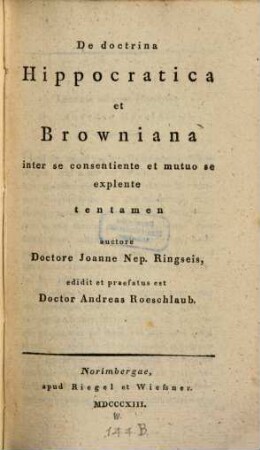 De Doctrina Hippocratica et Browniana inter se consentiente et mutuo se explente tentamen