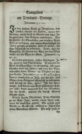 Evangelium am Trinitatis-Sontage.