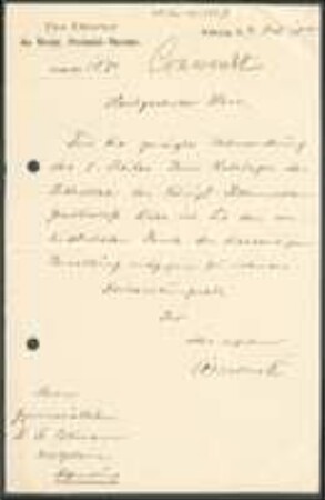 Brief von Hugo Conwentz an Franz Vollmann
