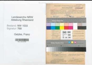 Entnazifizierung Franz Getzke , geb. 29.10.1891 (Polizeiinspektor)