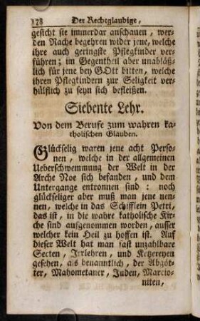 178-193, Siebente Lehr. Von dem Berufe zum wahren katholischen Glauben
