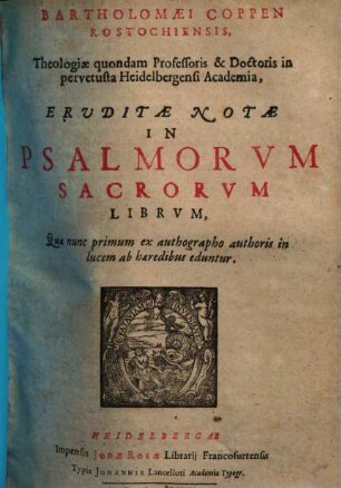 Eruditae notae in psalmorum sacrorum librum