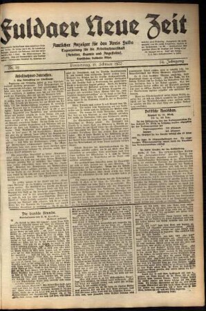 Ausgabe vom Donnerstag, den 16. Februar 1922.